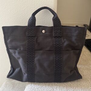 Hermes Herline Tote Bag in Gray Canvas